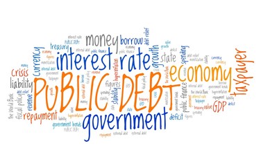 Public debt - word cloud sign