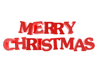 Merry Christmas - red text isolated on white background
