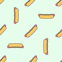 hot dog colored seamless pattern.