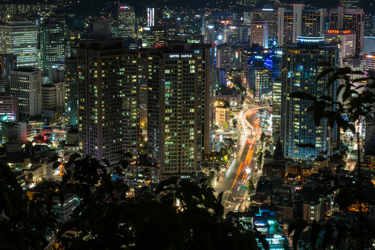 City Skyline At Night, Seoul, South Korea