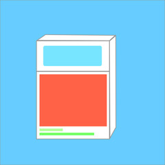 A box on a blue background