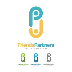 Social Team Work, Partner, Friends, Letter P Design Logo Vector