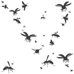 Silhouetten von Bienen, Hornissen und Käfern