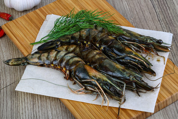 Raw tiger shrimps