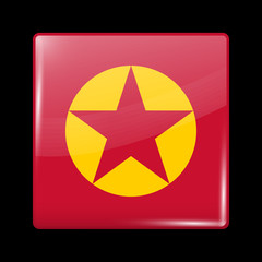 Vietnam Variant Flag. Glassy Icon Square Shape