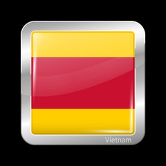 Vietnam Variant Flag. Metallic Icon Square Shape