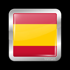 Vietnam Variant Flag. Metallic Icon Square Shape