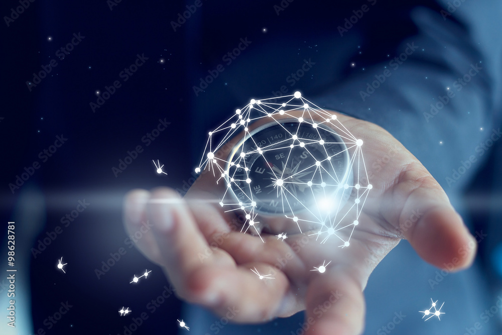 Aufkleber The failure of business shown by global network connection in hand