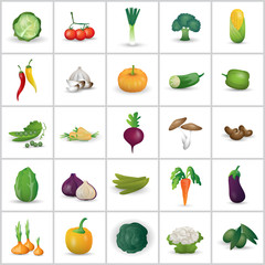 Vegetables Set - Isolated On Background - Vector Illustration, Graphic Design