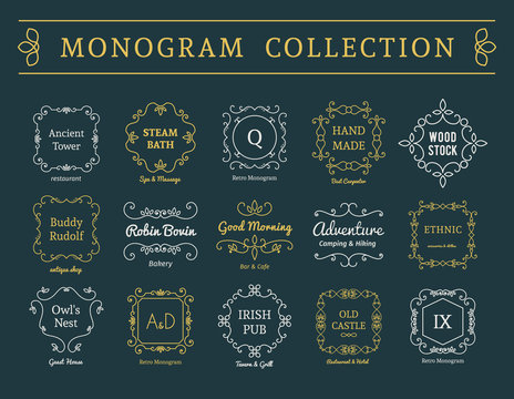 Vector vintage monogram set