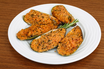 Baked mussels