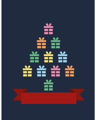 Weihnachten Grußkarte - Tannenbaum aus Geschenken