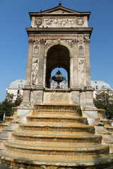  Paris - The Fontaine des Innocents is a monumental public fountain located on the place Joachim-du-Bellay in the Les Halles district in Paris, France