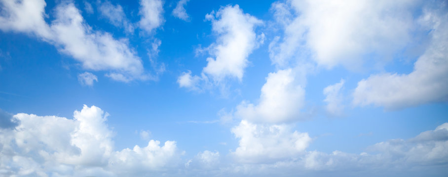 Natural blue cloudy sky. Panoramic background