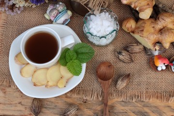 Ginger tea with lemon and honey delicious.