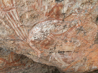 Kakadu, Western Australia, 06/10/2013, aboriginal rock art in Nourlangie, Kakadu National park, Northern Territories, Australia