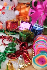 Festival of Christmas gifts and decorations xmas day.