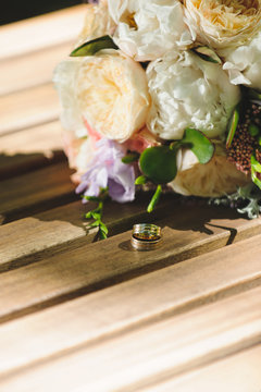 Rings and Peony Bouquet