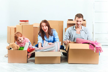 The happy family  at repair and relocation