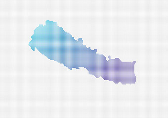 Fototapeta na wymiar Nepal Map Vector (small dots objects)