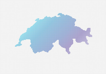 Fototapeta na wymiar Switzerland Map Vector (small dots objects)