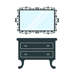 vintage table and mirror on a white background