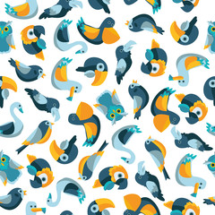 birds flat seamless pattern in
