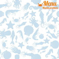 menu seafood seamless pattern
