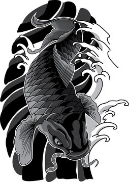Vector Koi Fish Tattoo.