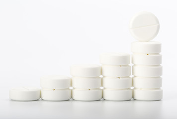 Pills on white background