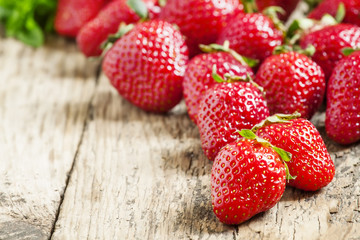 Fresh ripe strawberries, selective focus