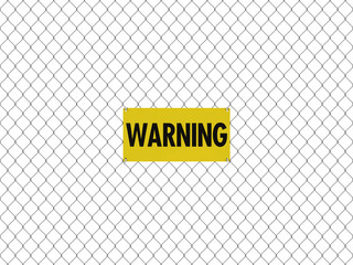 WARNING Sign Seamless Tileable Steel Chain Link Fence