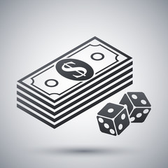 Vector bundle of dollars and dices icon