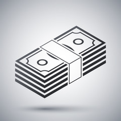 Bundle of dollars, vector icon