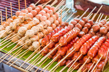 Sausage and pork stick in street markets