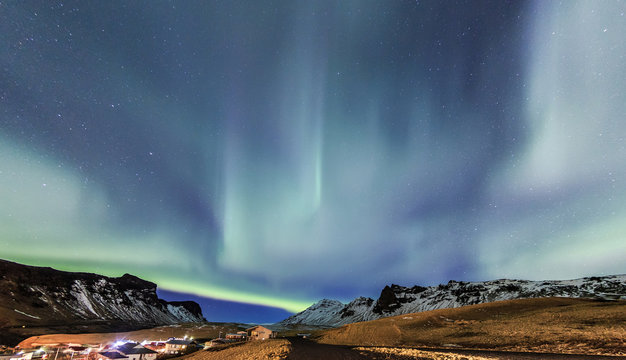 Northern Light aurora over at Vik city Iceland.