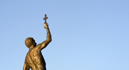 Statue Catcher of a cross in Ohrid, Macedonia