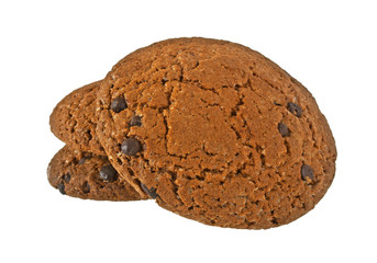 Chocolate chip cookies isolated on white background