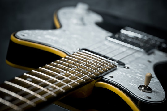 an electric guitar details, close up