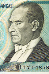 ataturk portrait on turkish banknote