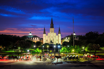Saint Louis Cathedral and Jackson Square in New Orleans, Louisia