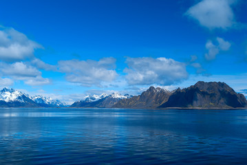 Fototapeta na wymiar Seascape of Lofoten Islands in Norway