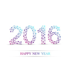 Text design Happy new year 2016. Molecule and communication vector . Connected lines with dots