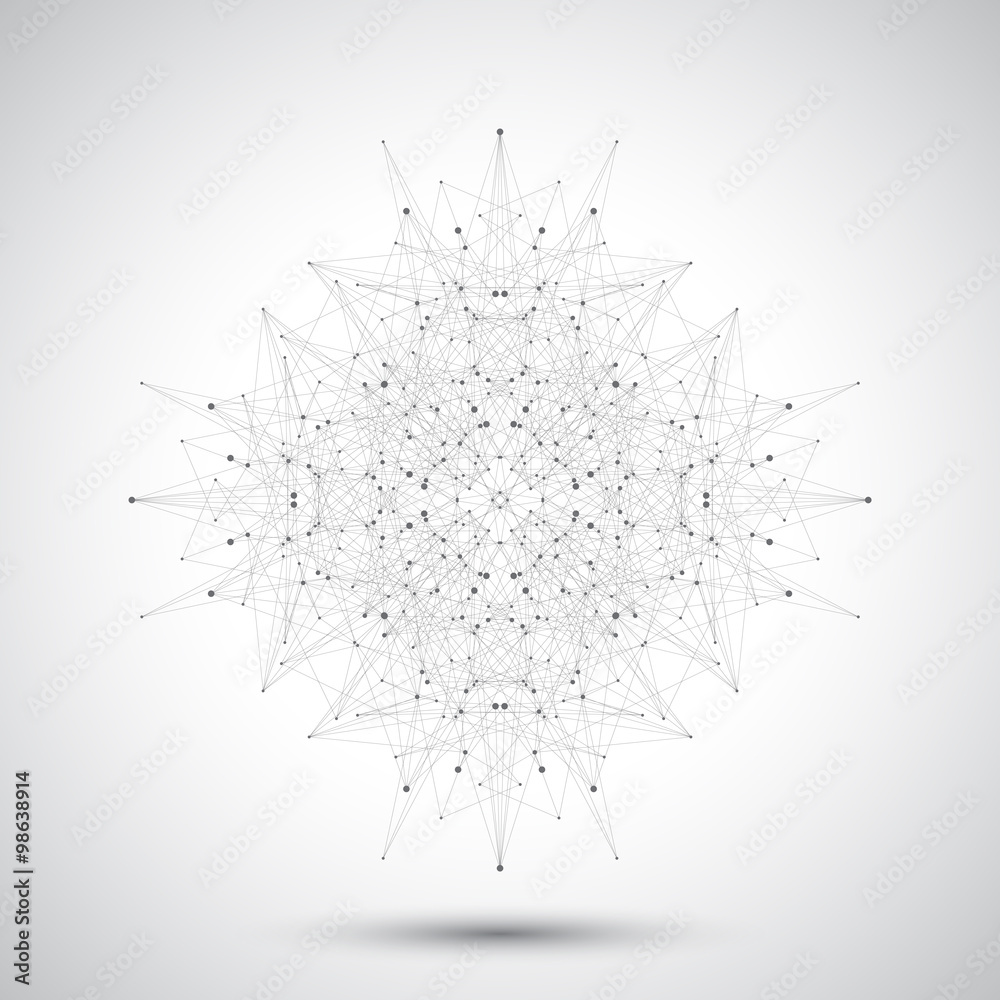 Leinwandbilder geometric abstract form with connected lines and dots. vector illustration