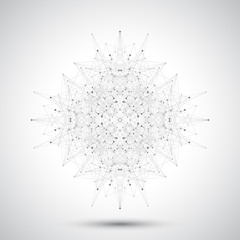 Geometric abstract form with connected lines and dots. Vector illustration