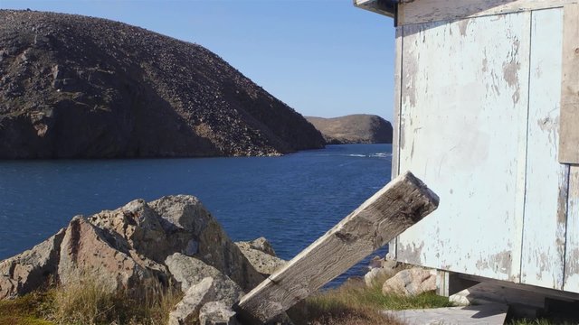 Coastal landscape in an abandoned town in Northern Quebec.