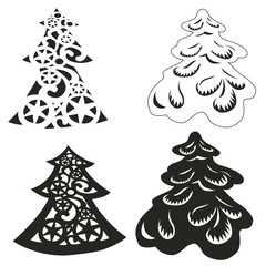 vector set of Christmas trees