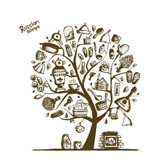 Russian sauna, art tree sketch for your design