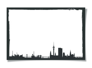 Grunge Photo Frame With Silhouette of Hamburg