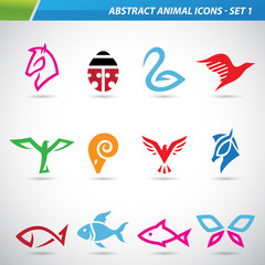 Colorful Abstract Animal Icons